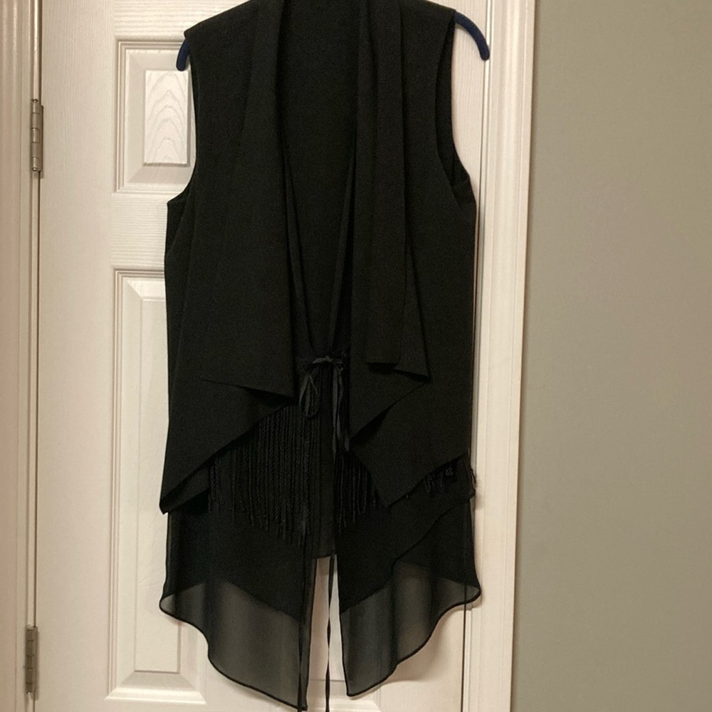 Black Sleeveless Open Front Vest